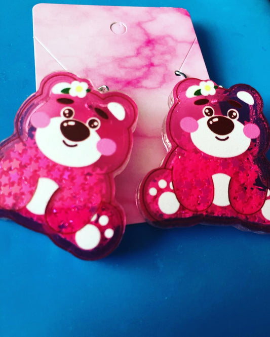 Pink Teddy Bear Earrings