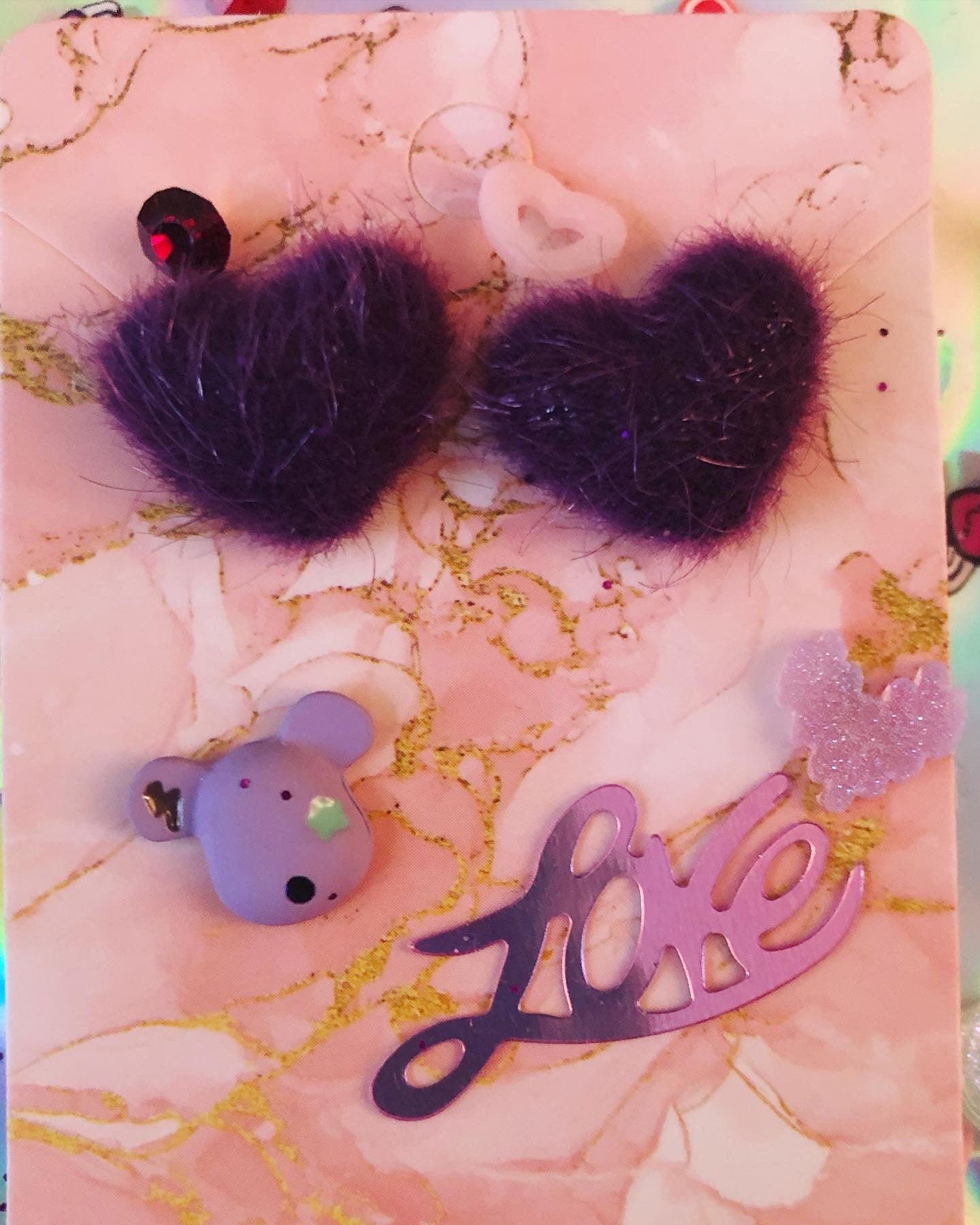 Fuzzy Pom Pom Hearts