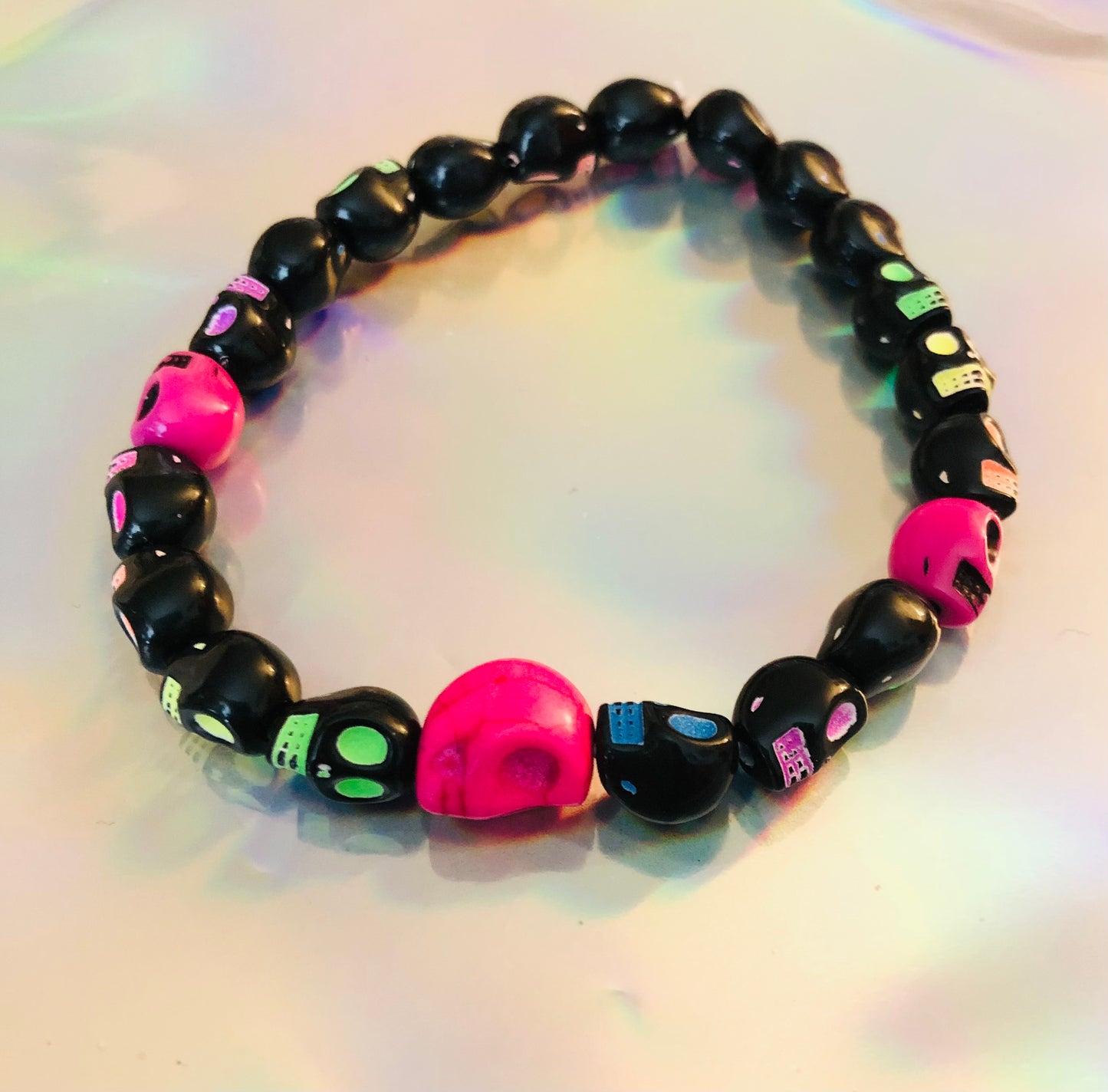 Black Rainbow Skull Bracelet