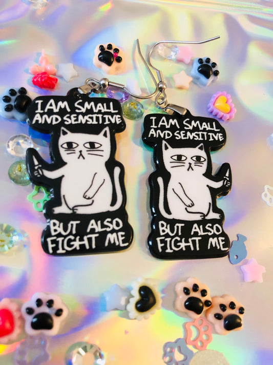 I am Small and Sensitive Kitty Earrings