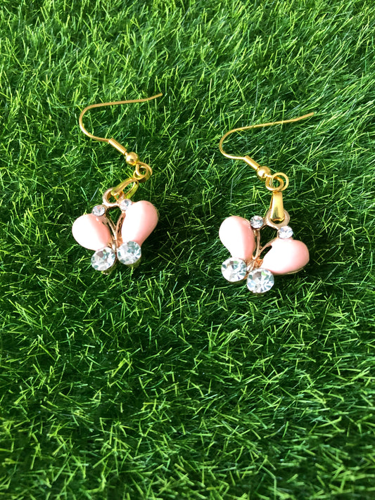 Bejeweled Pink Butterfly Earrings