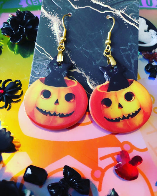 Kitty in Pumpkin Earrings