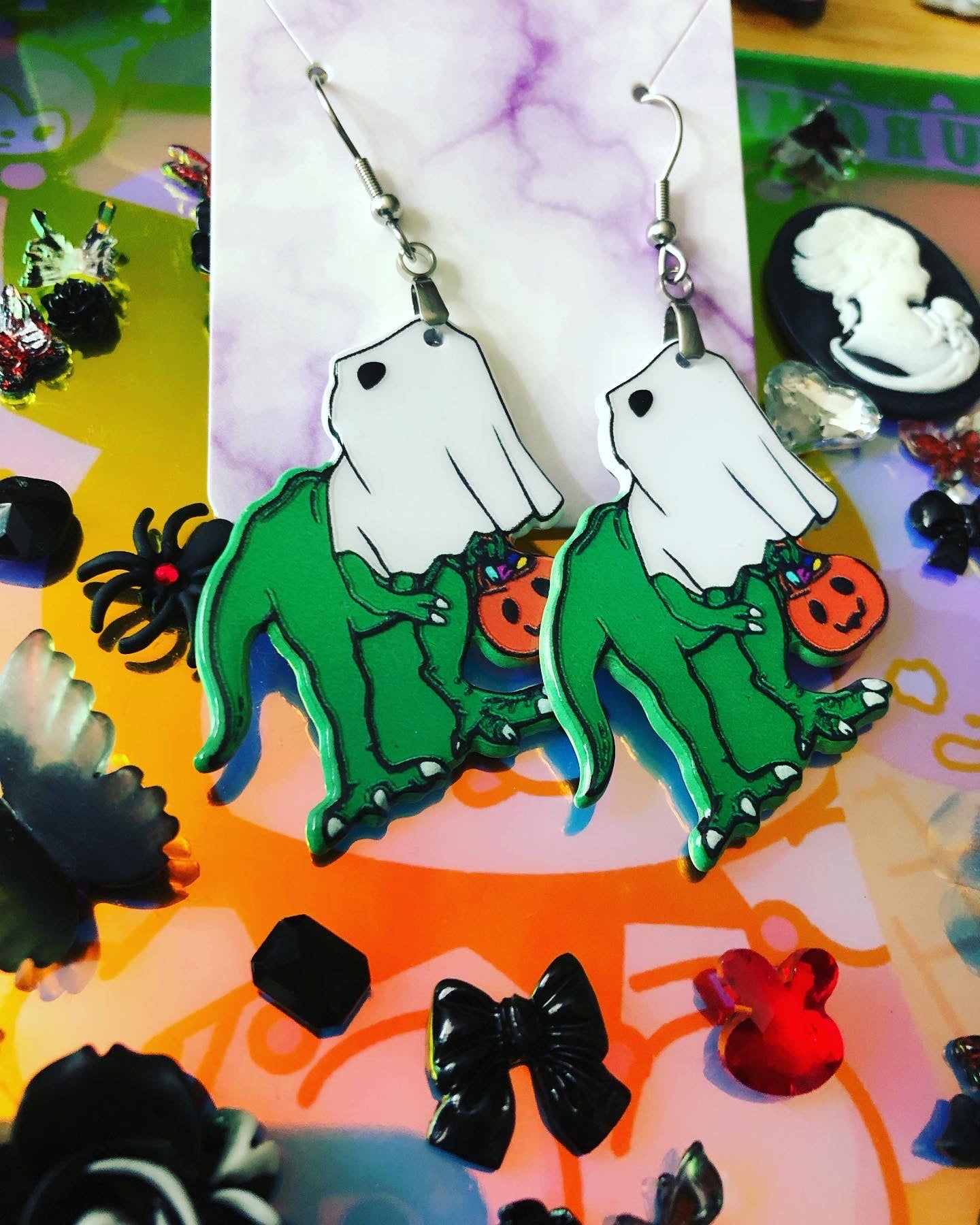 Dinosaur Ghost Earrings