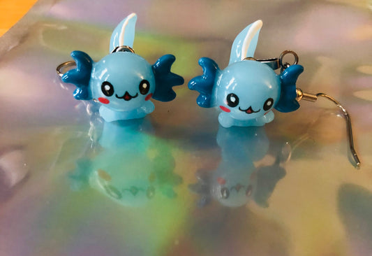 Blue Axolotl Earrings