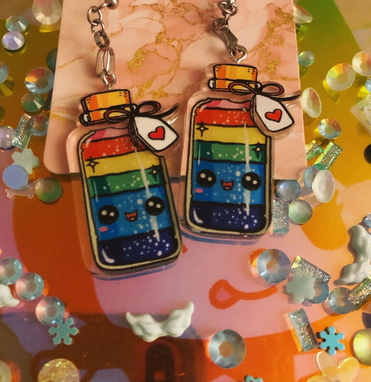 Rainbow Bottle Earrings