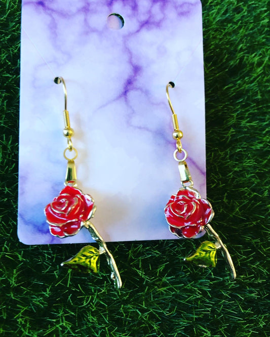 Red Rose Earrings