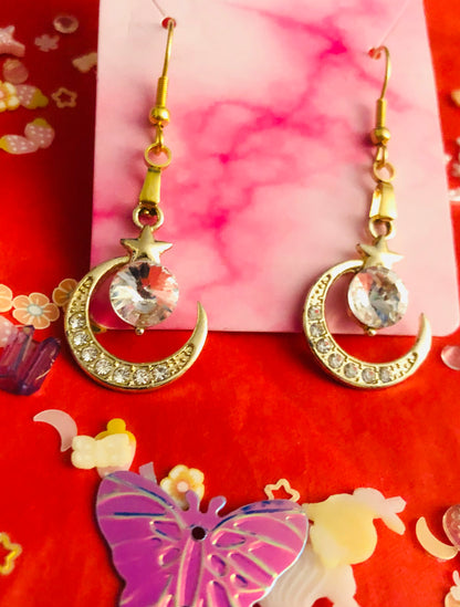 Celestial Moon Diamond Earrings