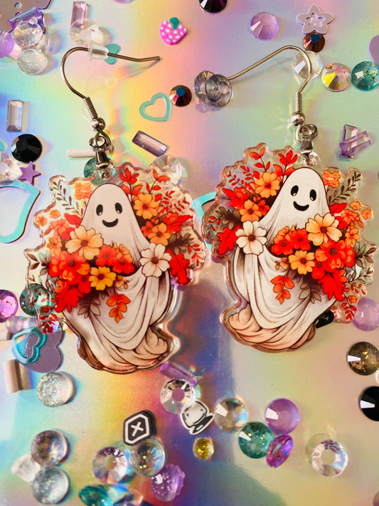 Pumpkin Spice Ghost Earrings