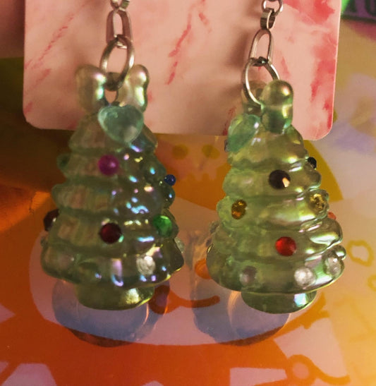 Bejeweled Christmas Tree Earrings