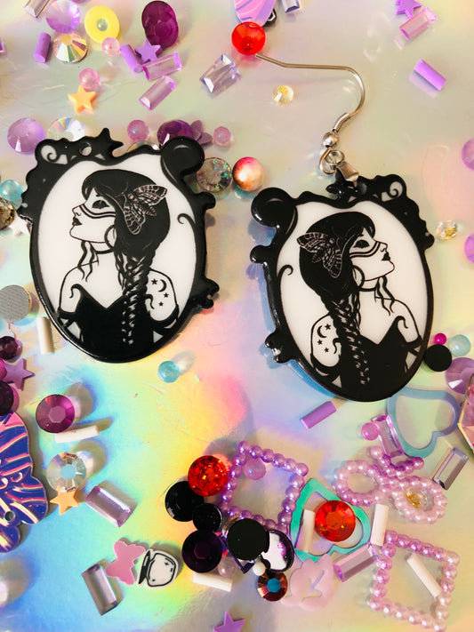 Gothic Witch Cameo Earrings