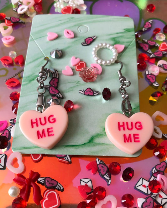 “Hug Me” Candy Heart Earrings