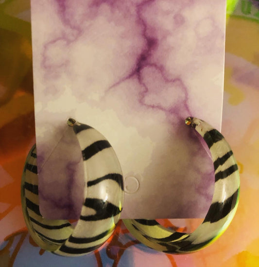 Zebra Hoop Earrings