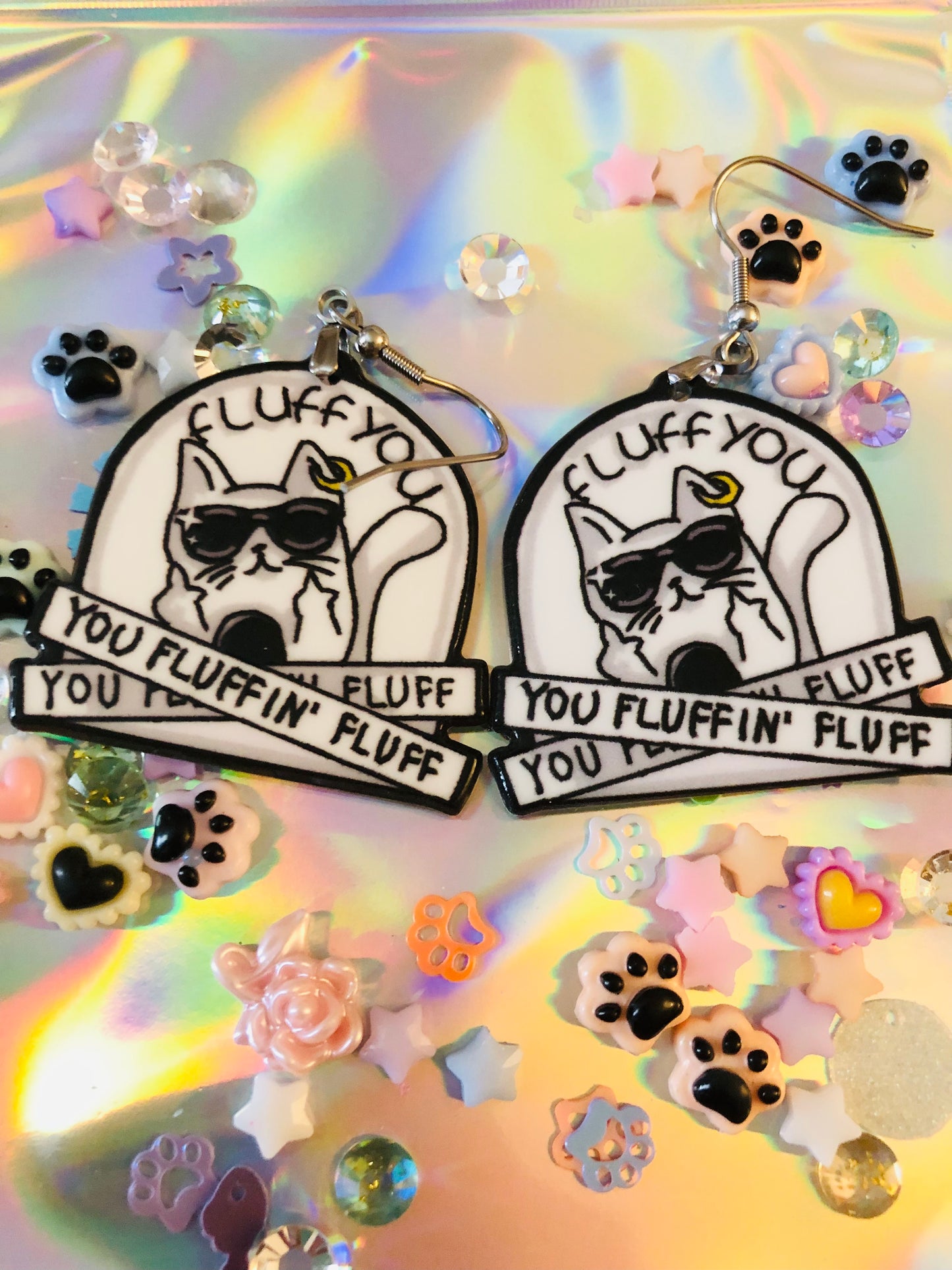 Fluff You Kitty Earrings