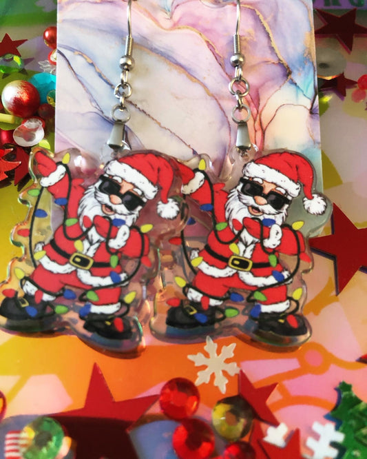 Dabbing Santa Earrings