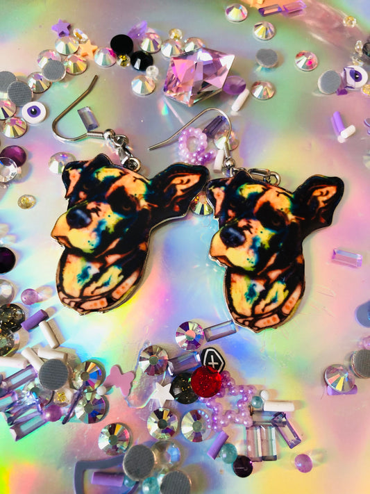 Psychedelic Doberman Earrings