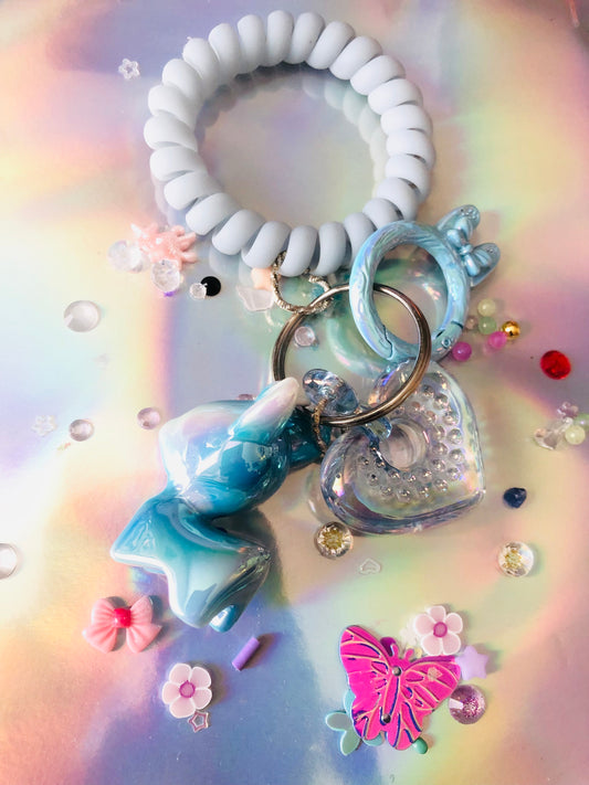 Blue Heart Keychain Bracelet