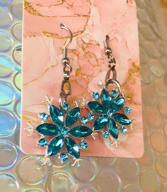 Crystal Blue Snowflake Earrings