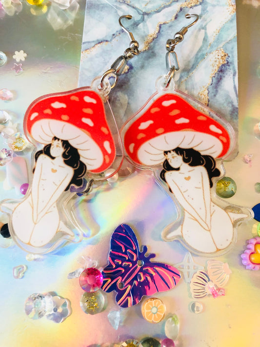 Petite Mushroom Woman Earrings