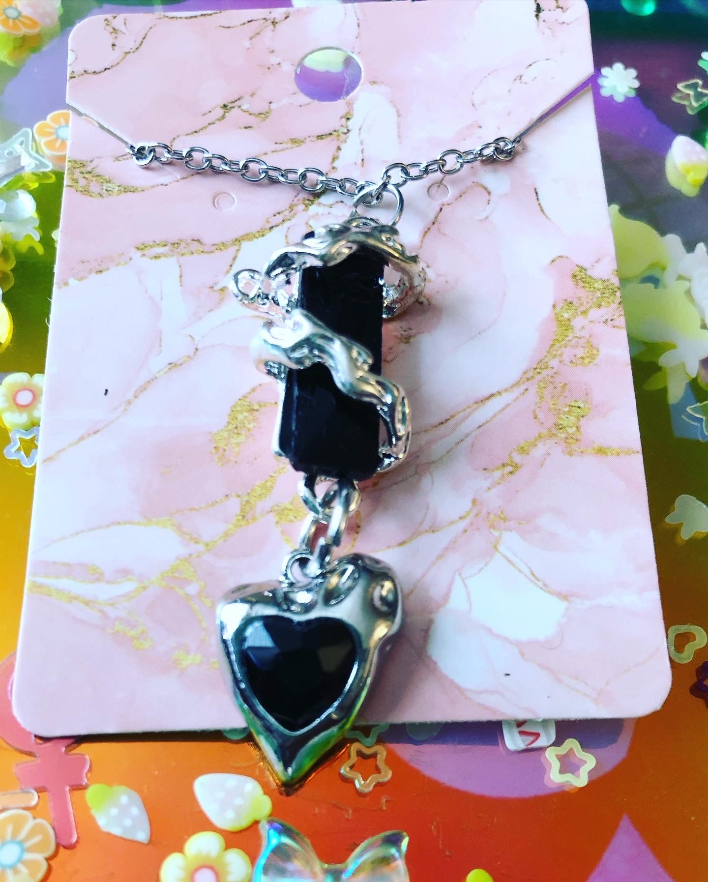 Black Vine Heart Necklace