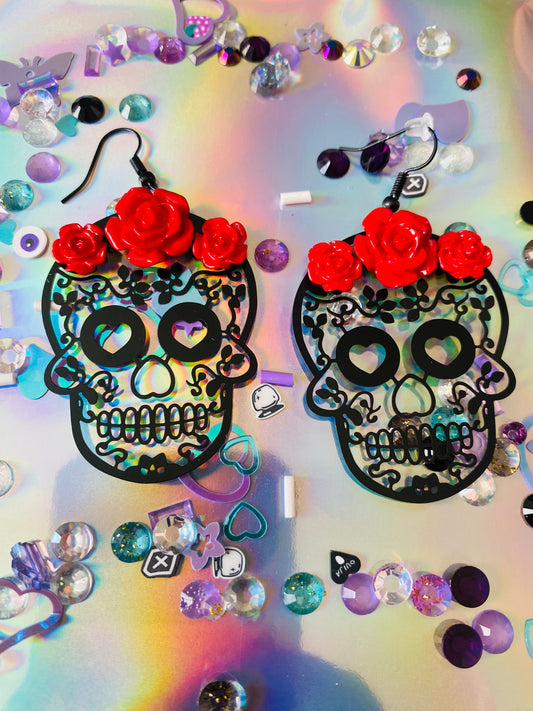 Rose Skull Earrings