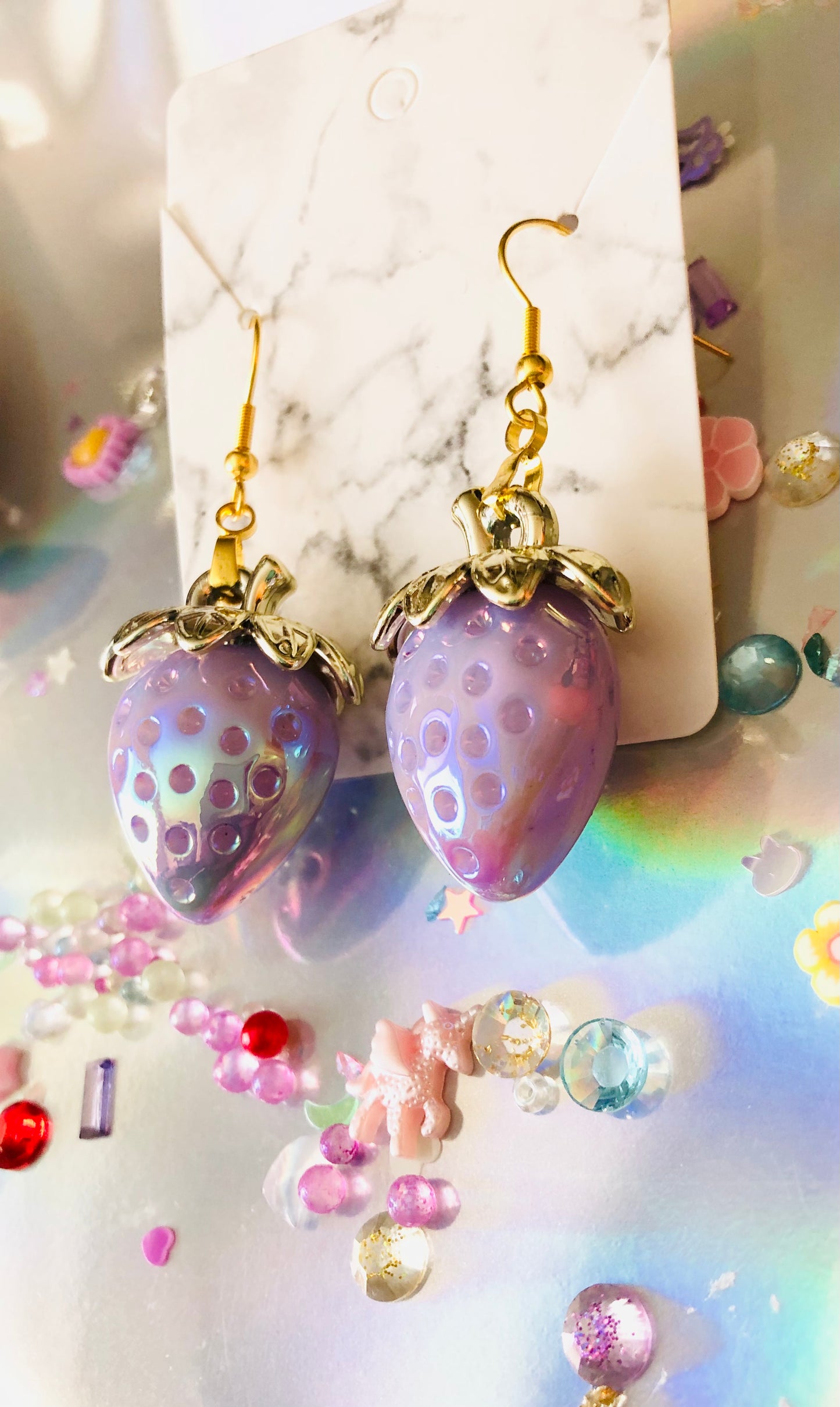 Iridescent Strawberry Earrings