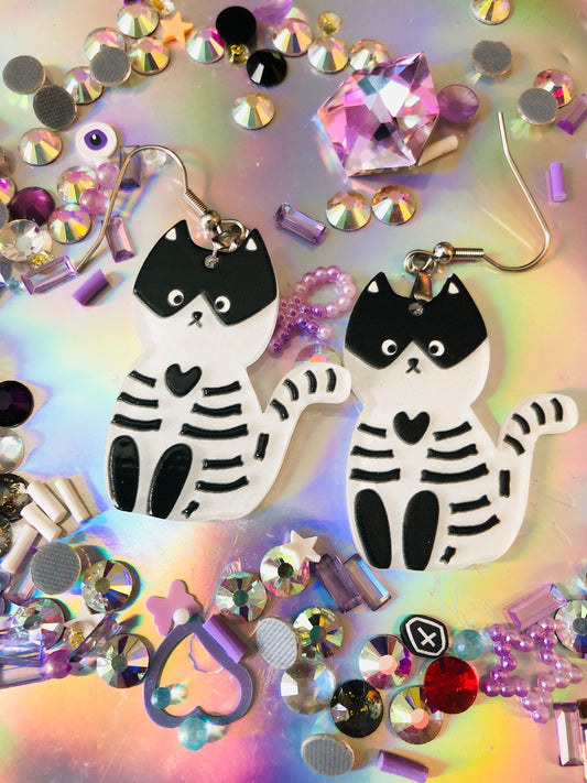 Skeleton Kitty Earrings