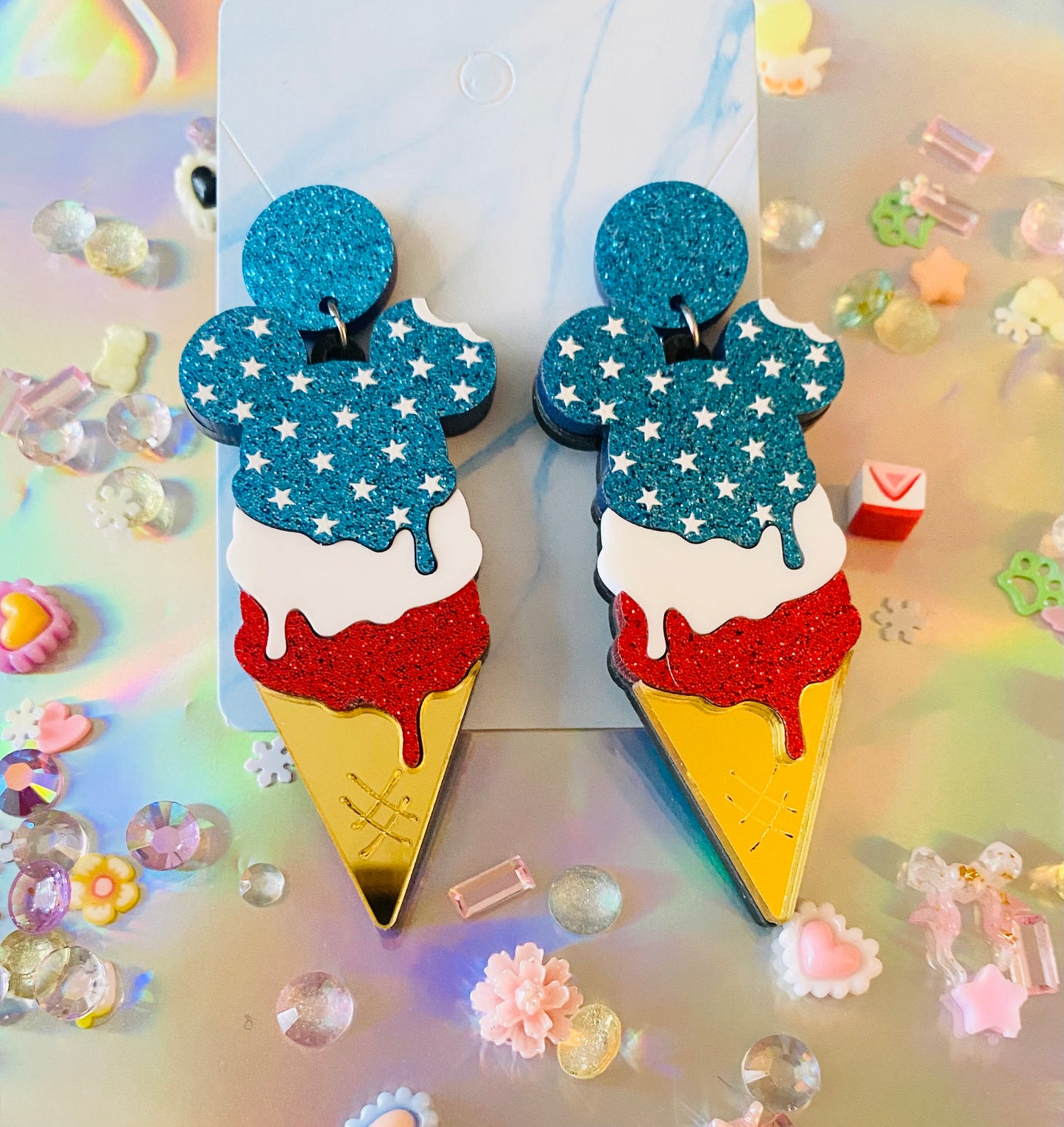 Patriotic Mickey Cone Earrings