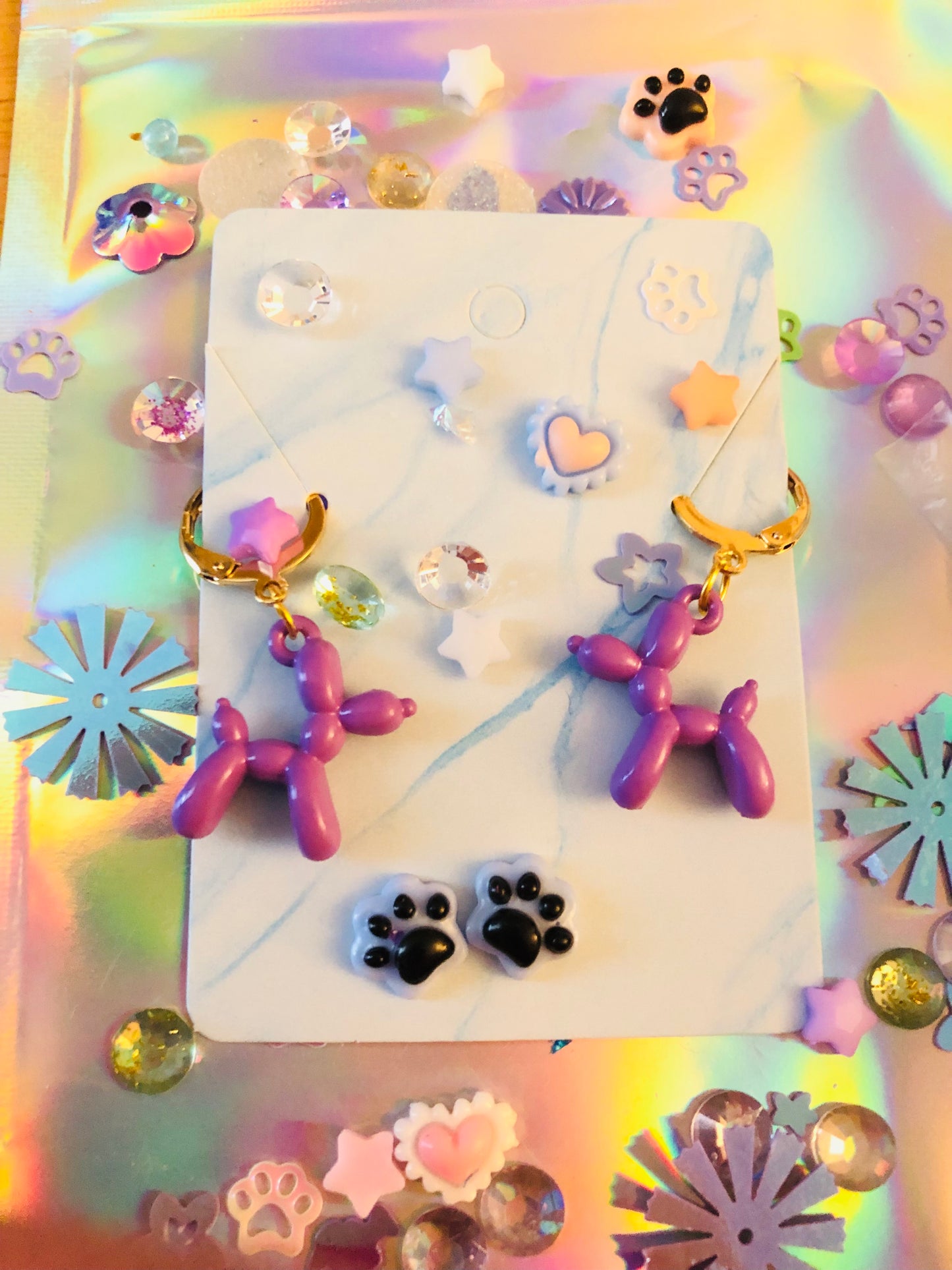 Colorful Baby Balloon Dog Earrings