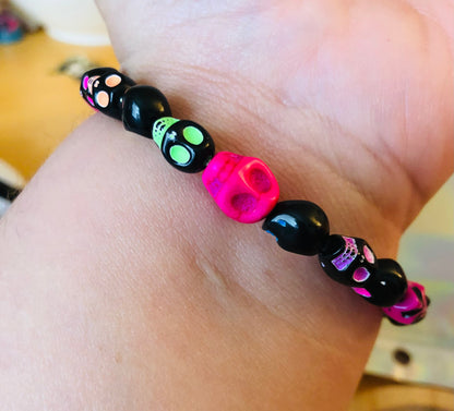 Black Rainbow Skull Bracelet