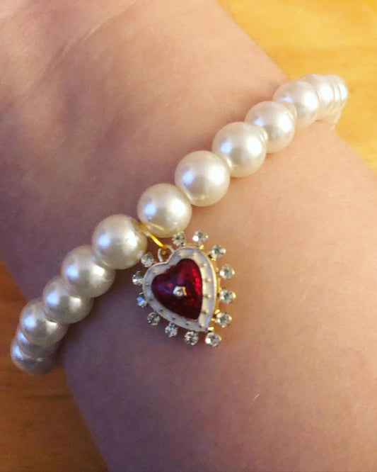 Royal Pearl Heart Bracelet