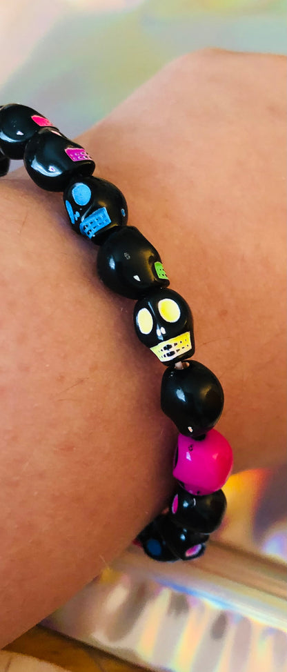 Black Rainbow Skull Bracelet