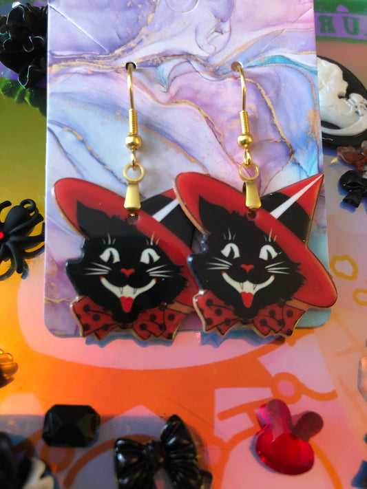 Silly Witch Cat Earrings