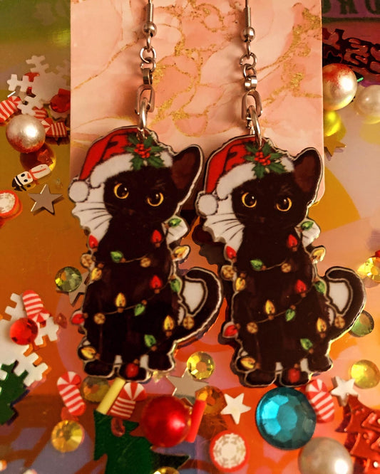 Christmas Cat Earrings