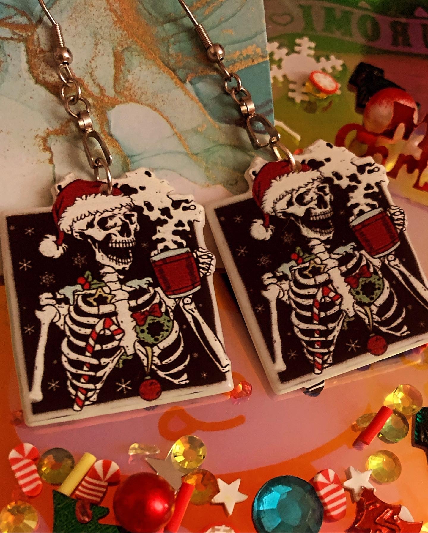 Hot Cocoa Skeleton Earrings