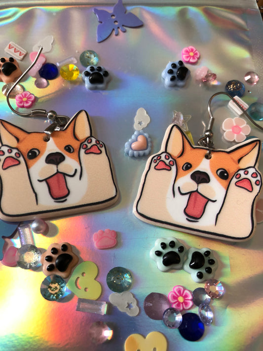 Silly Corgi Puppy Earrings