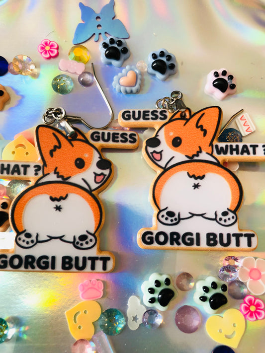 Guess What? Corgi Butt! Earrings