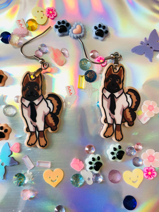 German Shepherd Clark Kent Earrings