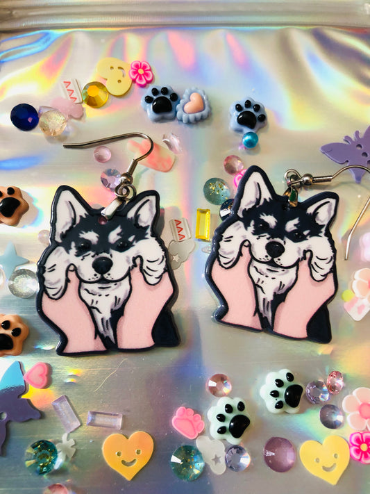 Husky Cheek Grab Earrings