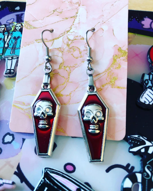 Skull Coffin Earrings