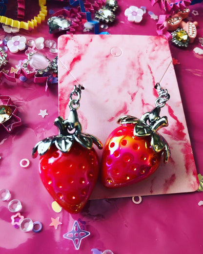 Iridescent Strawberry Earrings