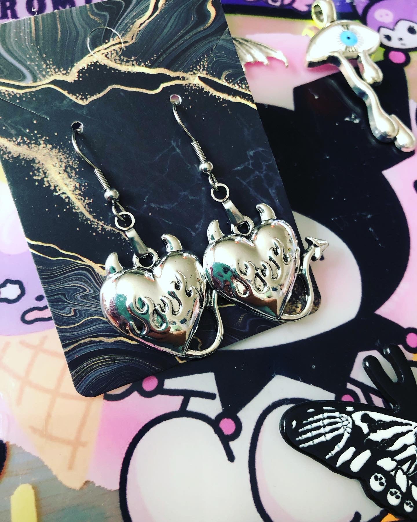 Metallic Devil Flame Earrings